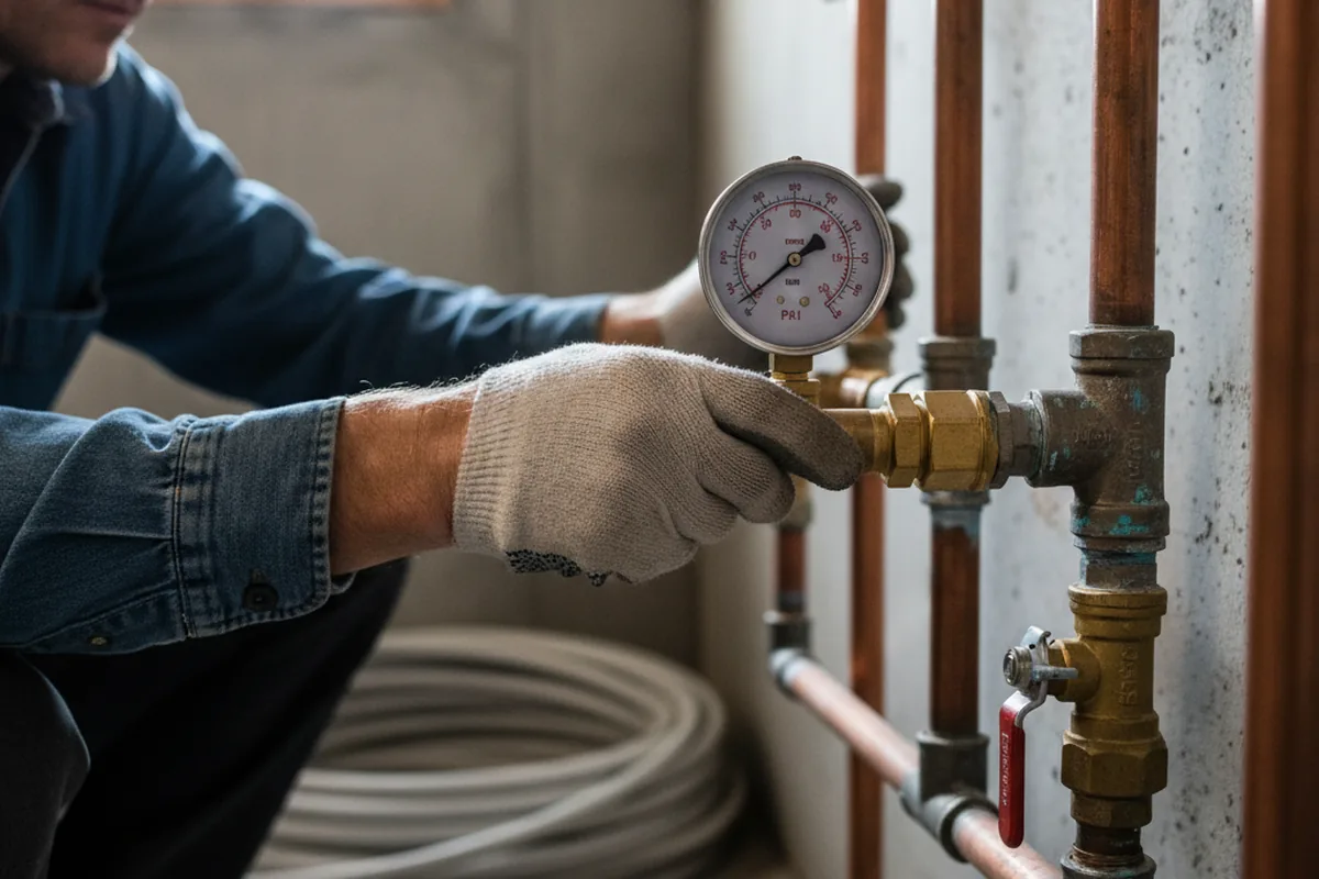 Pressure testing a repaired line during Water Line Repair in Republic